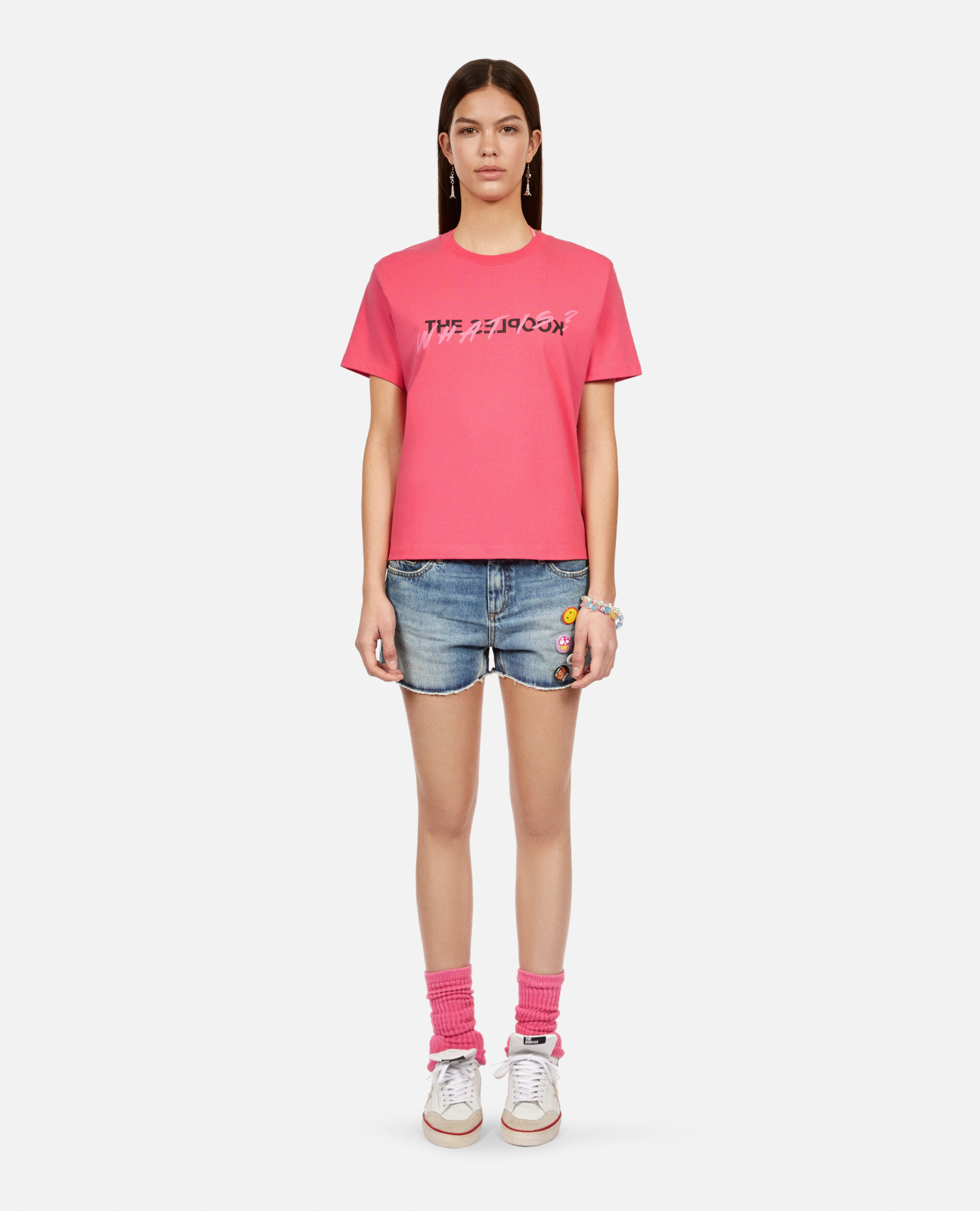 Fuchsienrotes T-Shirt „What is“, RETRO PINK, hi-res image number null