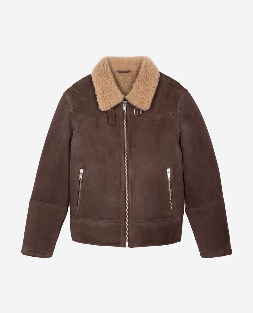The Kooples HOMME BROWN peau lainée marron