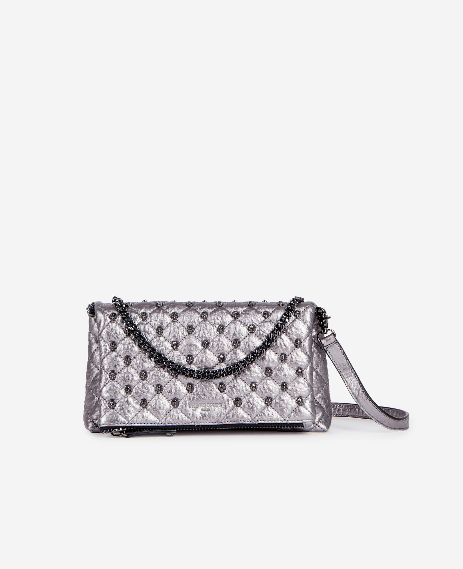 The Kooples DAMEN GUN METAL kleine gunmetal pochette aus leder