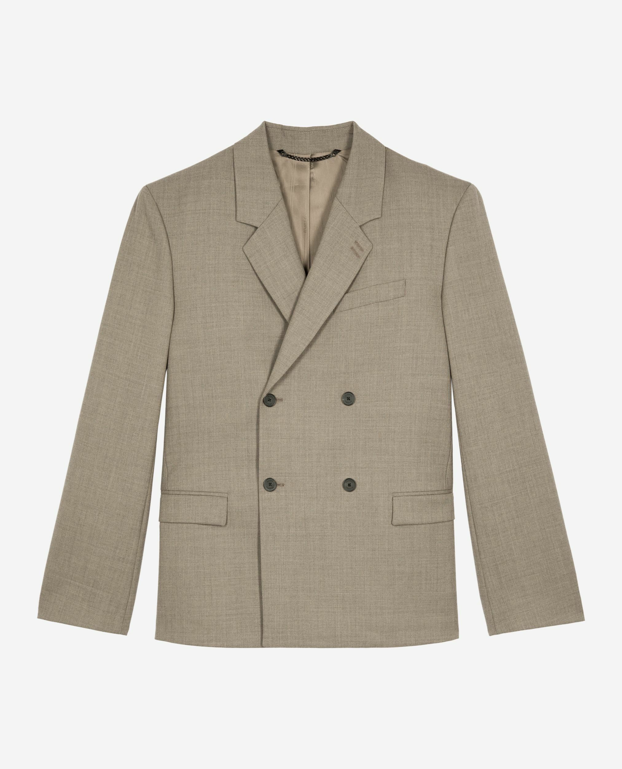 Beige wool suit jacket, BEIGE MELANGE, hi-res image number null