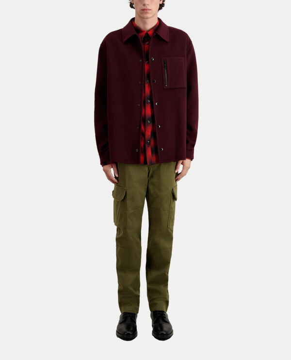 burgundy wool-blend overshirt jacket