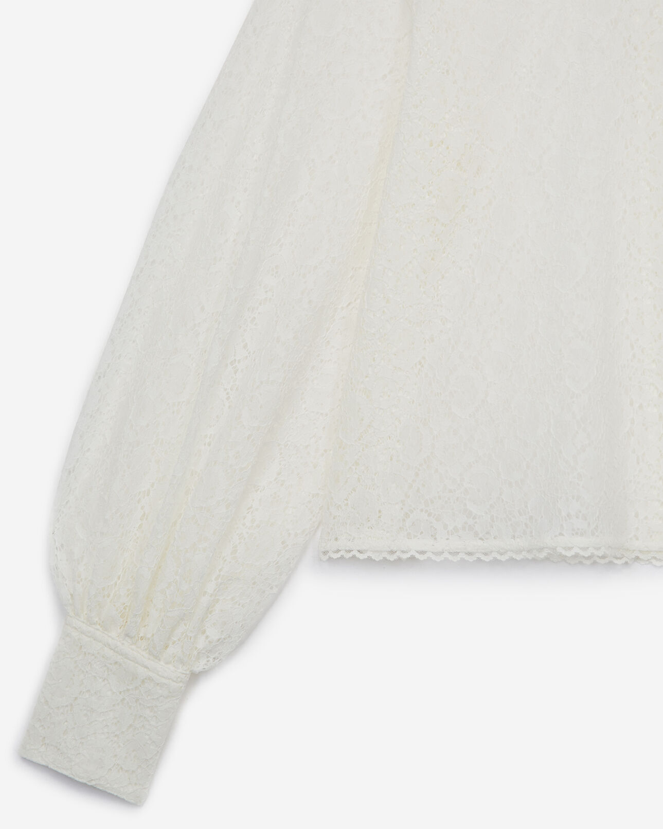 The Kooples FEMME ECRU top dentelle écru manches bouffantes