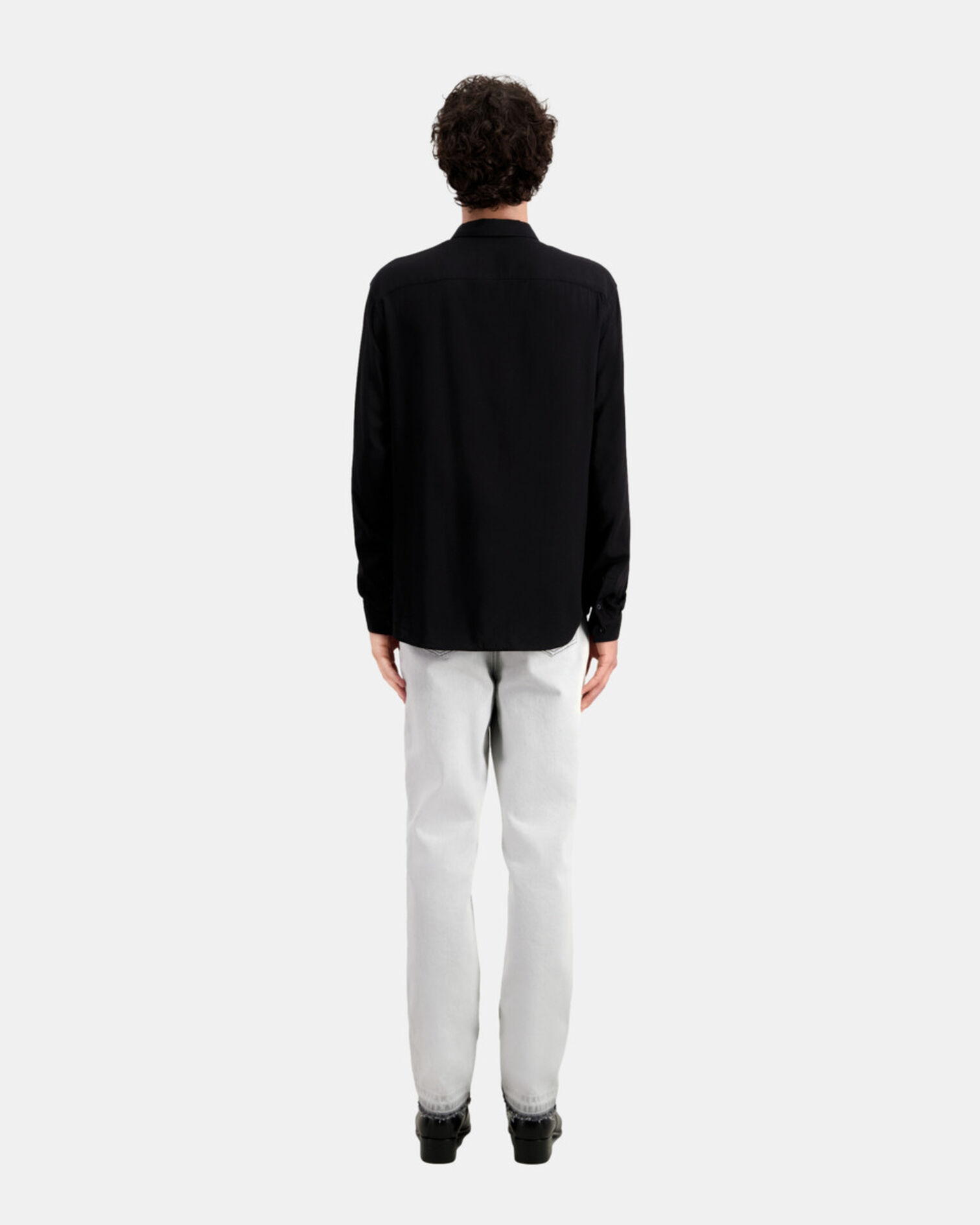 Black shirt  with classic collar, BLACK, hi-res image number null