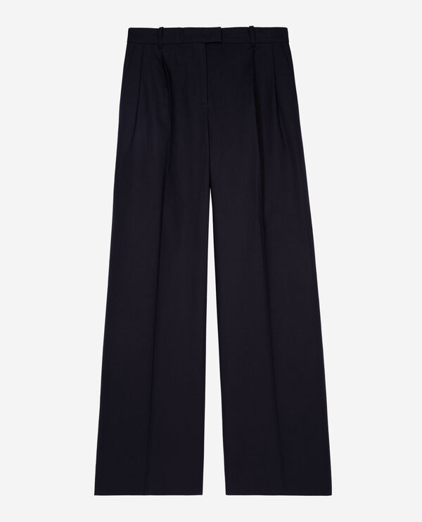 The Kooples FEMME NAVY pantalon droit en coton et lin marine