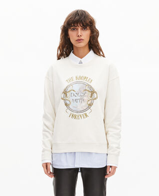 The Kooples WOMEN LIGHT BEIGE sweatshirt with beige screen print