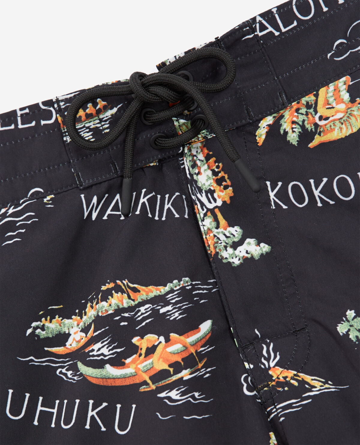 Black swim shorts with Hawaiian print The Kooples