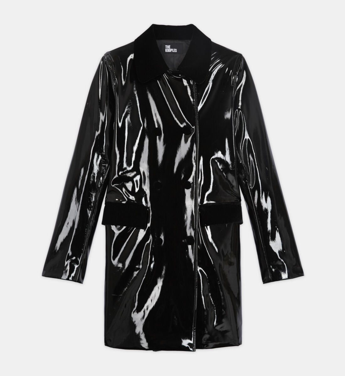 Long black vinyl trench coat online