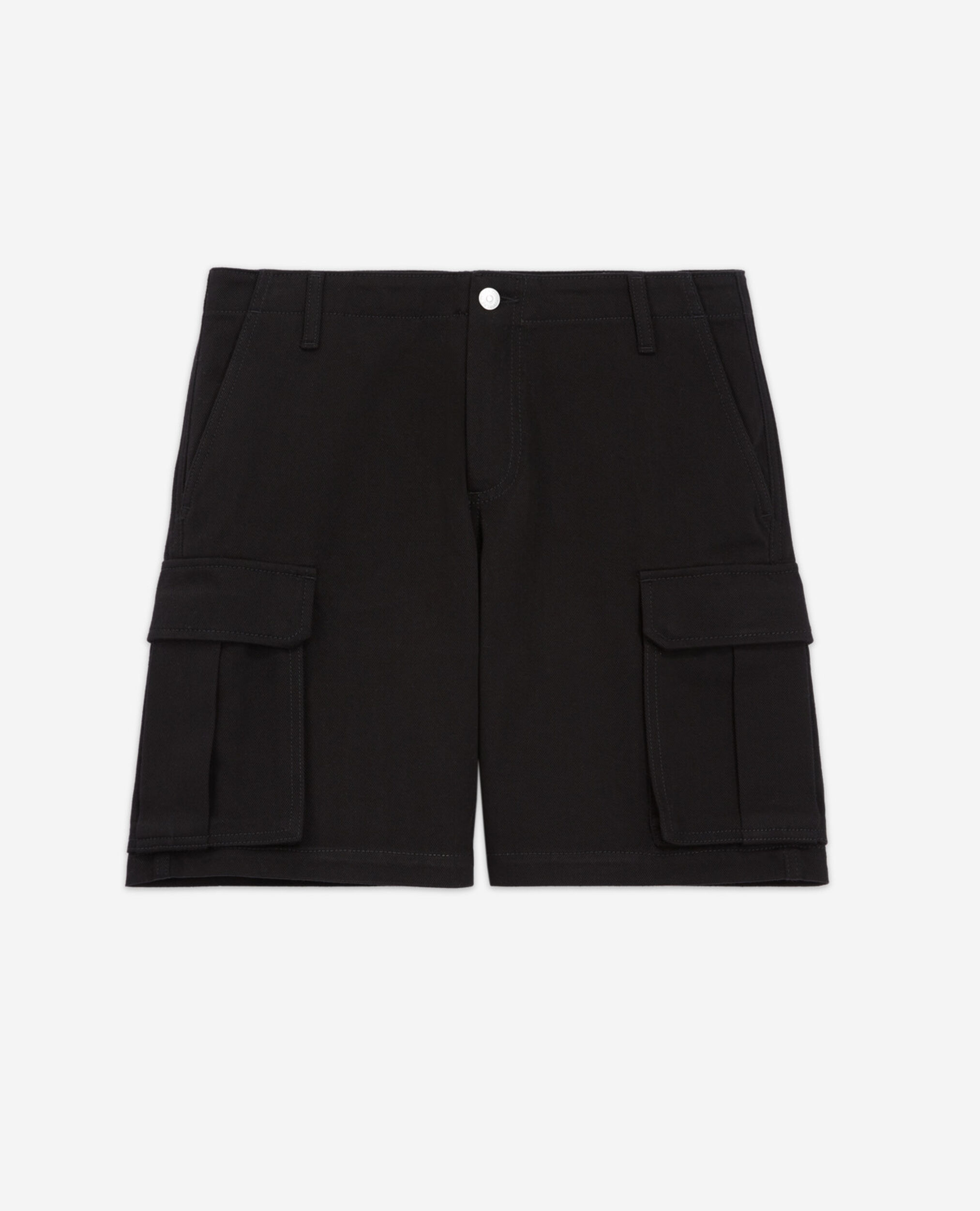 Schwarze Shorts aus Biobaumwolle mit Taschen, BLACK, hi-res image number null