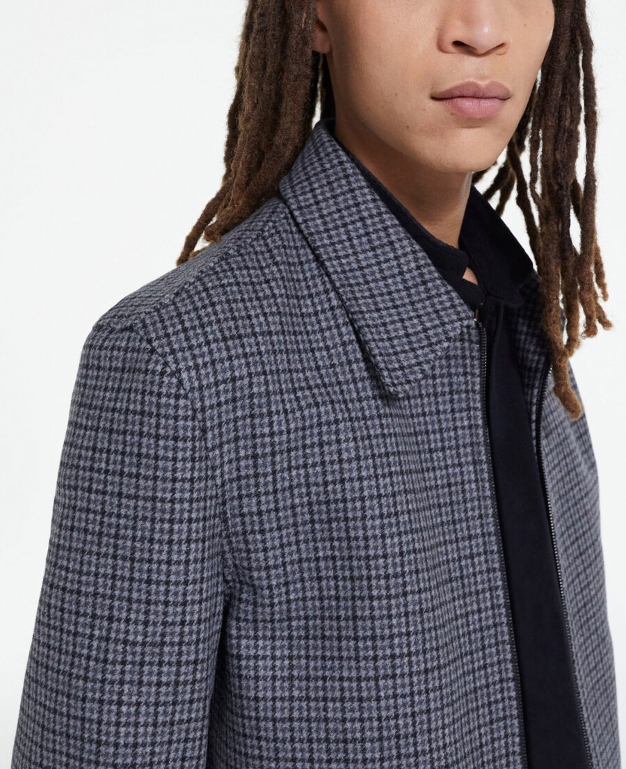 check wool jacket with pockets
