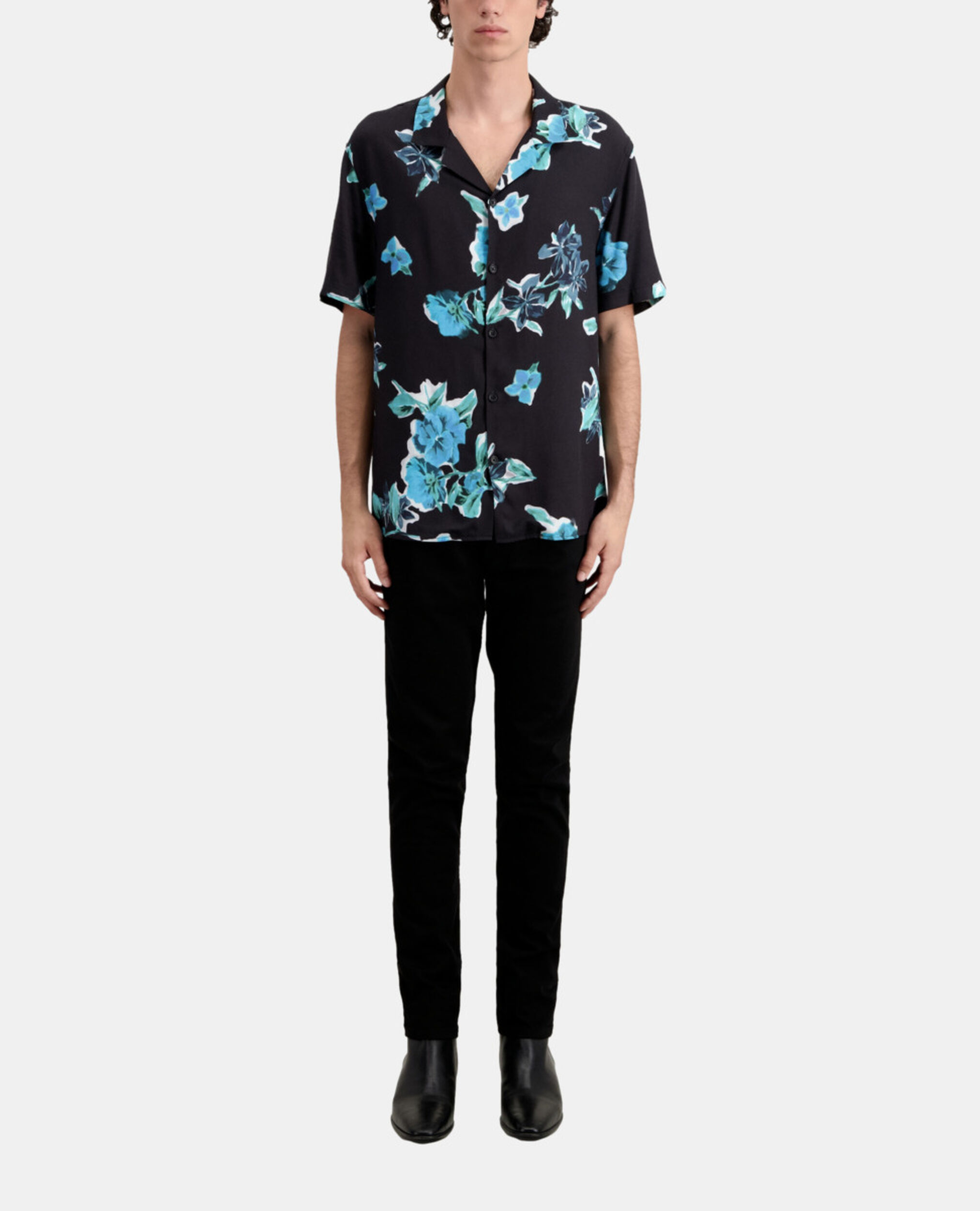 Chemise imprimée manches courtes, BLACK BLUE, hi-res image number null