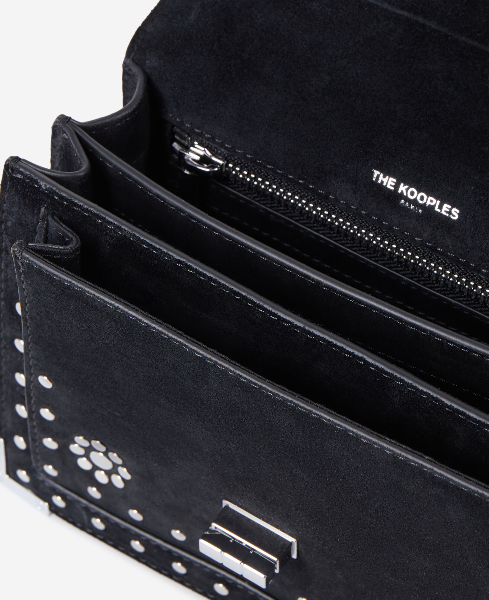 The Kooples WOMEN BLACK black leather emily small bag with studs