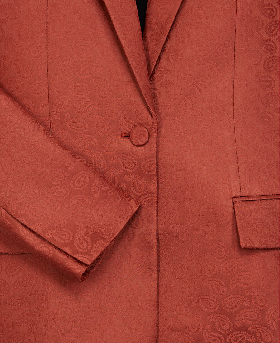 satinierter blazer aus rosa jacquardgewebe