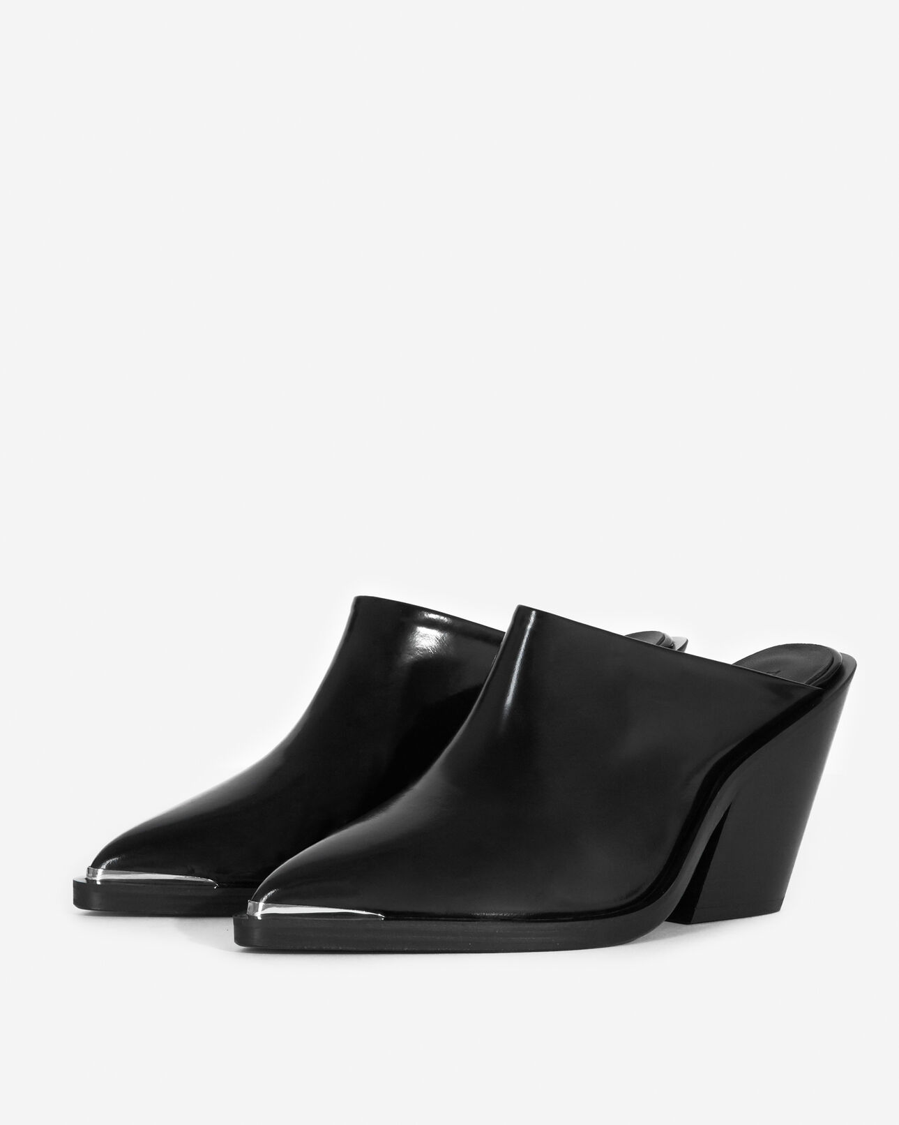 The Kooples FEMME BLACK mules cuir noir style western