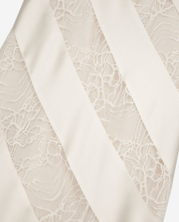 The Kooples FEMME ECRU robe nuisette longue en soie et dentelle écrue