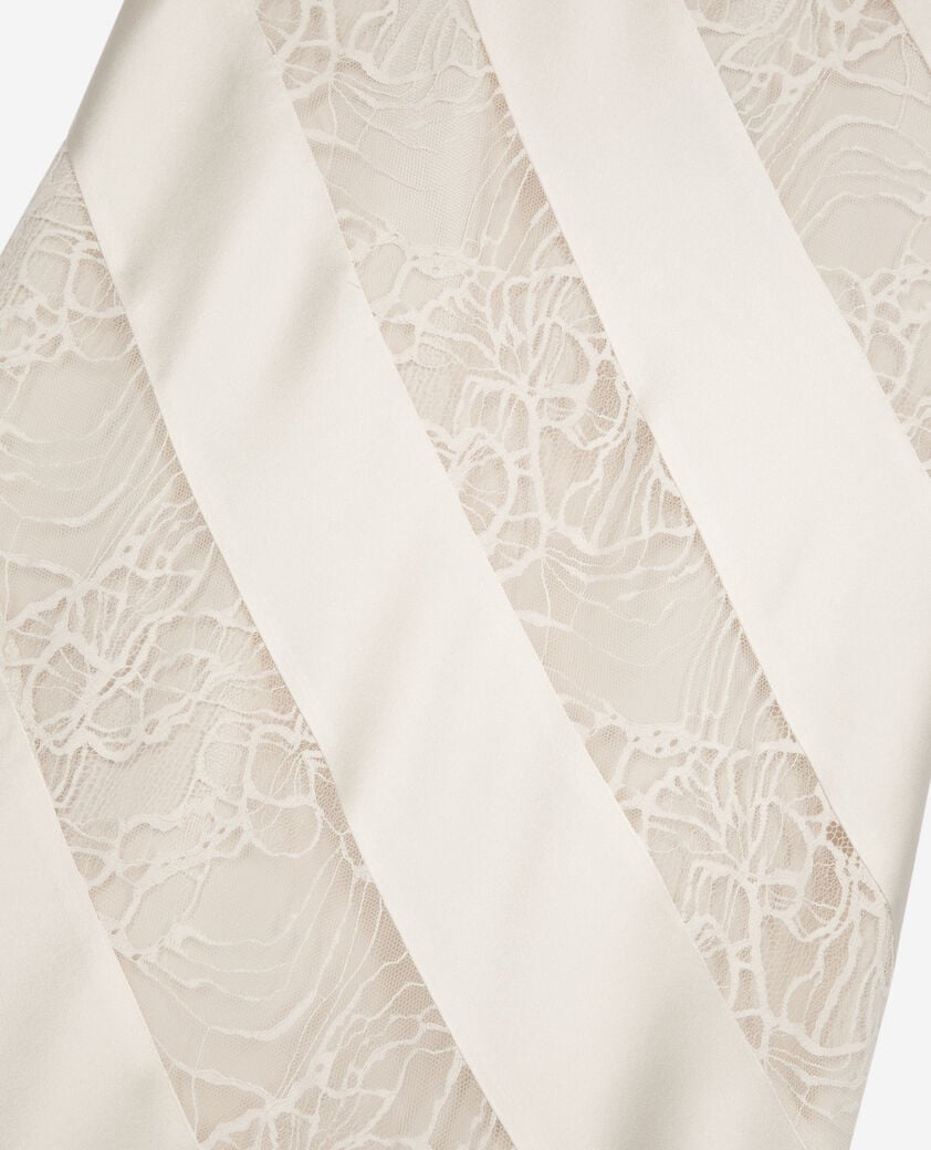 The Kooples FEMME ECRU robe nuisette longue en soie et dentelle écrue
