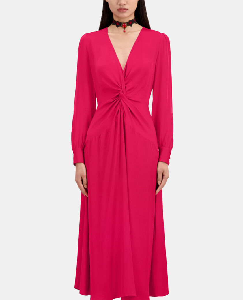 The Kooples FEMME CHERRY robe longue rouge avec nœud