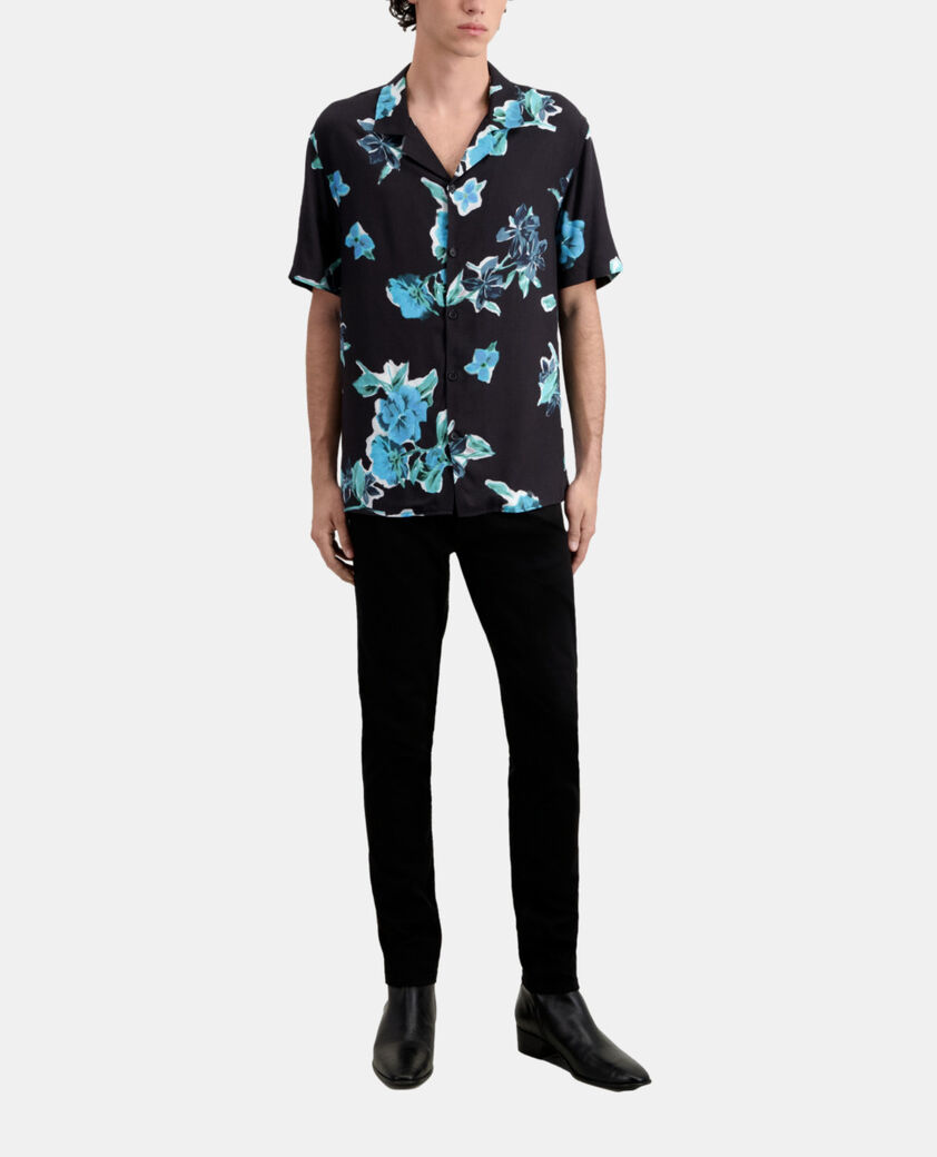 The Kooples MEN BLACK BLUE printed short sleeved shirt