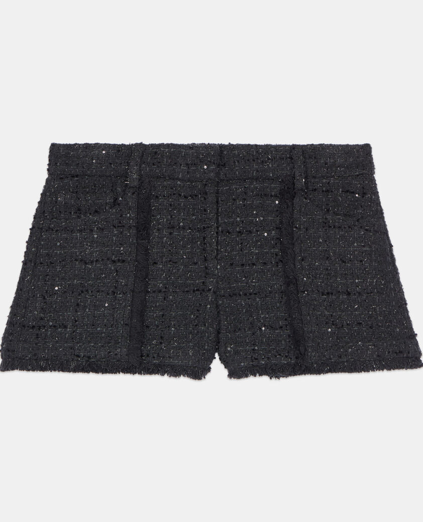 The Kooples WOMEN BLACK black tweed shorts