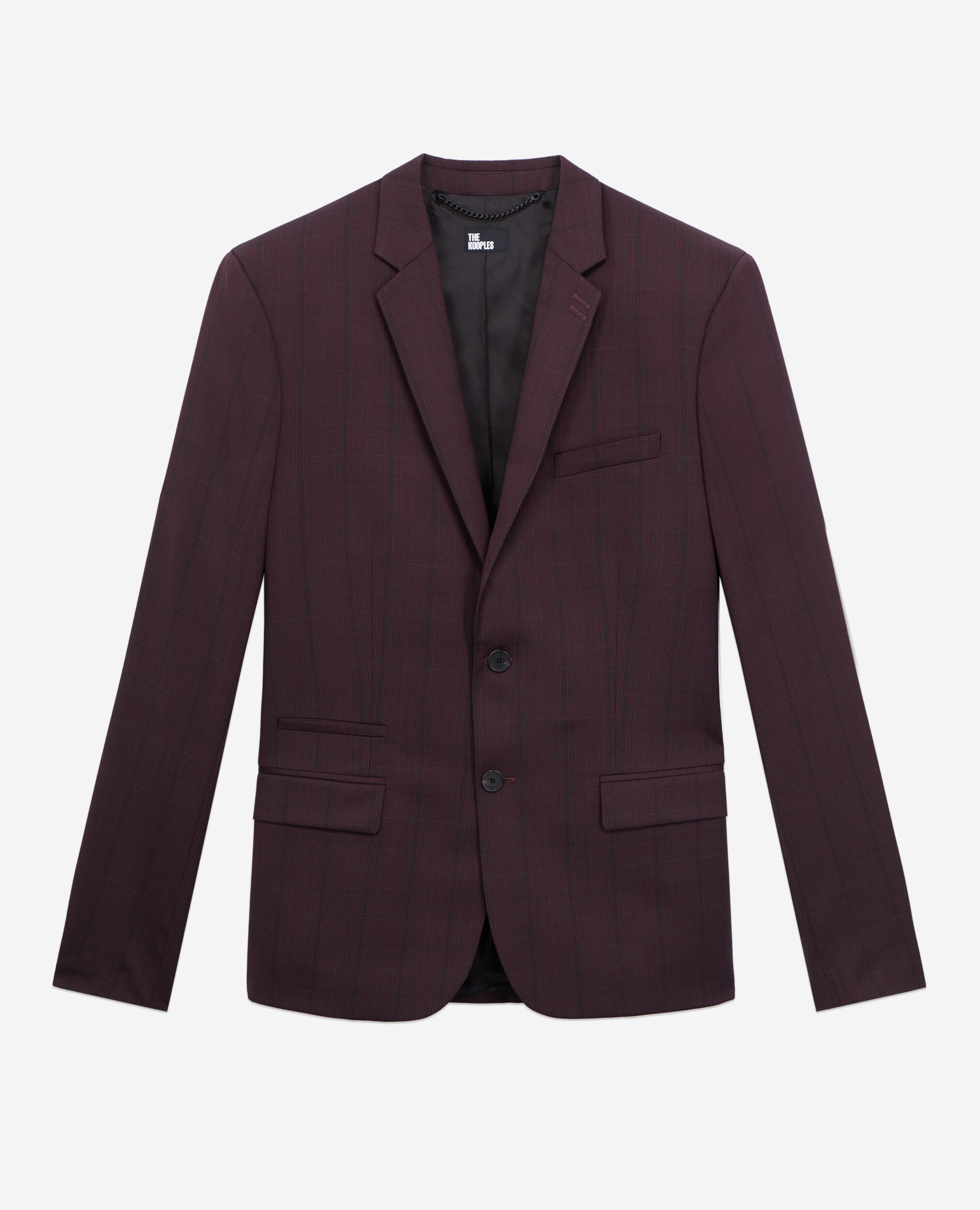 Burgundy checked wool suit jacket, BORDEAUX, hi-res image number null