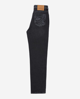 The Kooples FEMME BLACK WASHED jean droit cropped noir