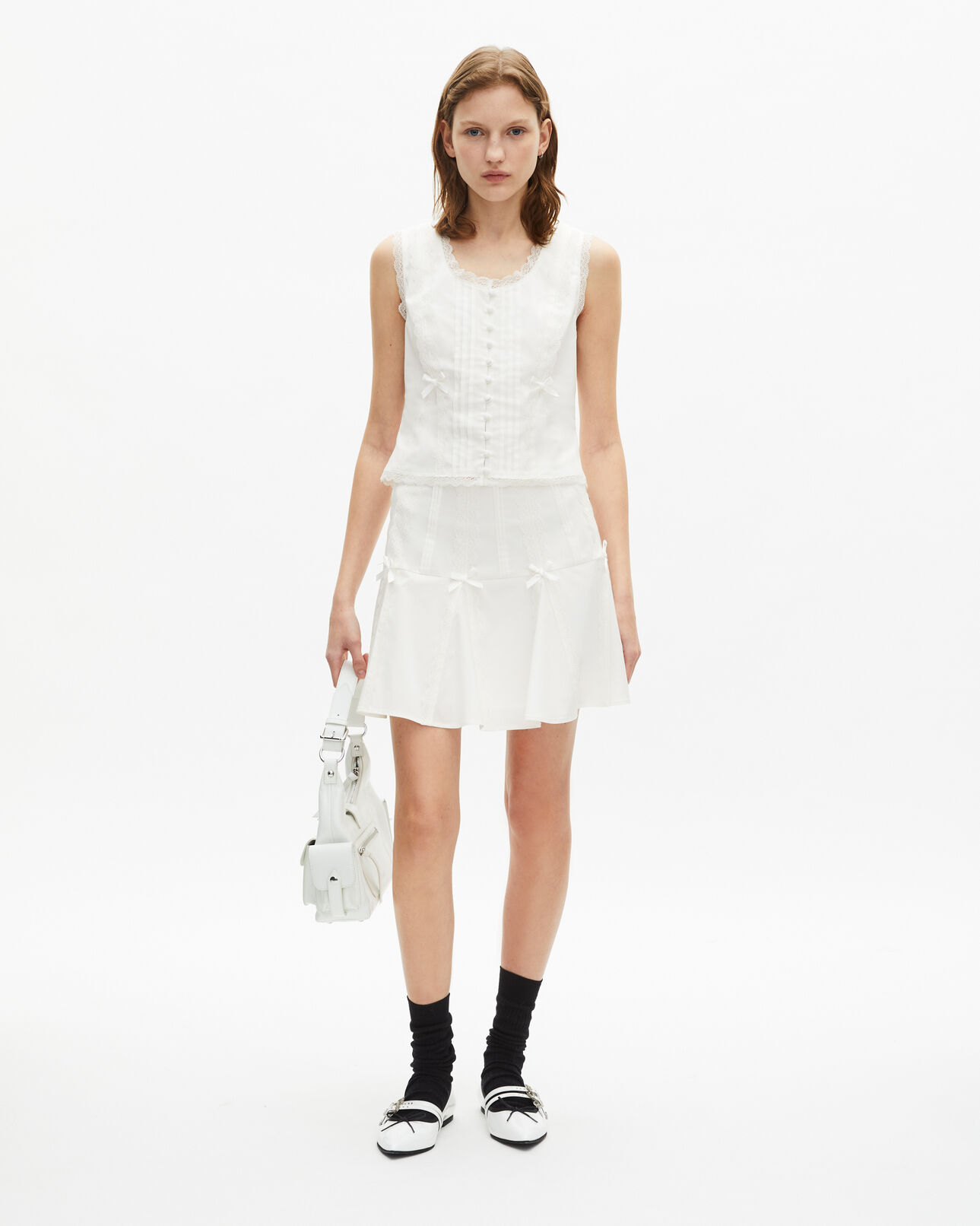 The Kooples DAMEN ECRU top mit spitzendetails ecru