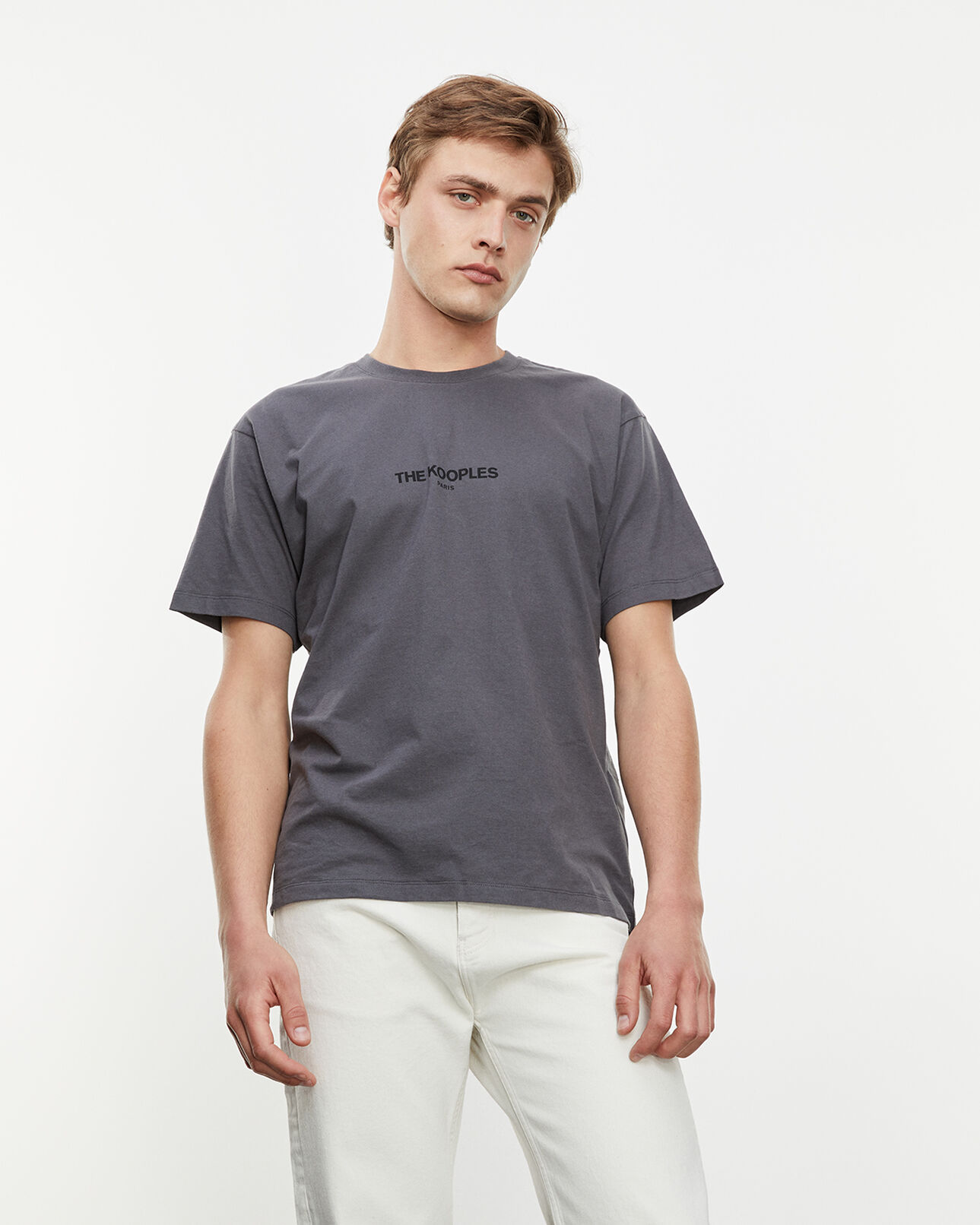 The Kooples HERREN ANTHRACITE baumwoll-t-shirt anthrazitgrau logo