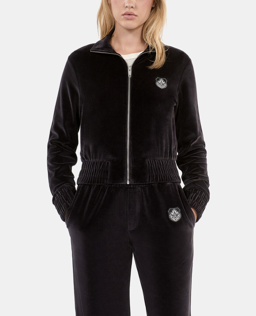 The Kooples FEMME BLACK sweatshirt logo en velours noir