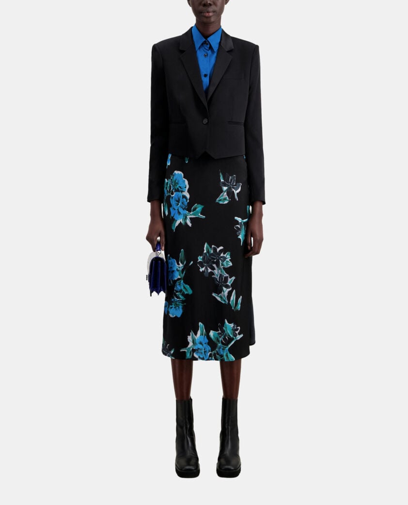 The Kooples FEMME BLACK veste courte noire satinée