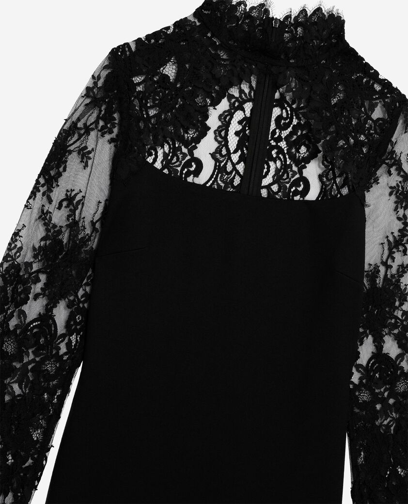 The Kooples FEMME BLACK robe courte avec dentelle noire