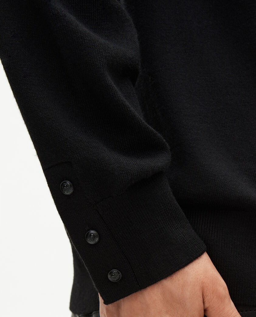 The Kooples MEN BLACK black merino wool round-neck sweater