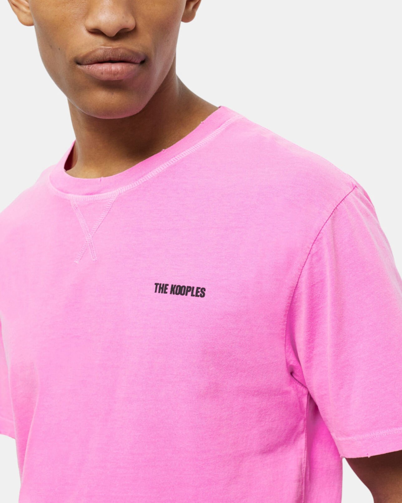 The Kooples HOMME FLUO PINK t-shirt homme rose fluo avec logo