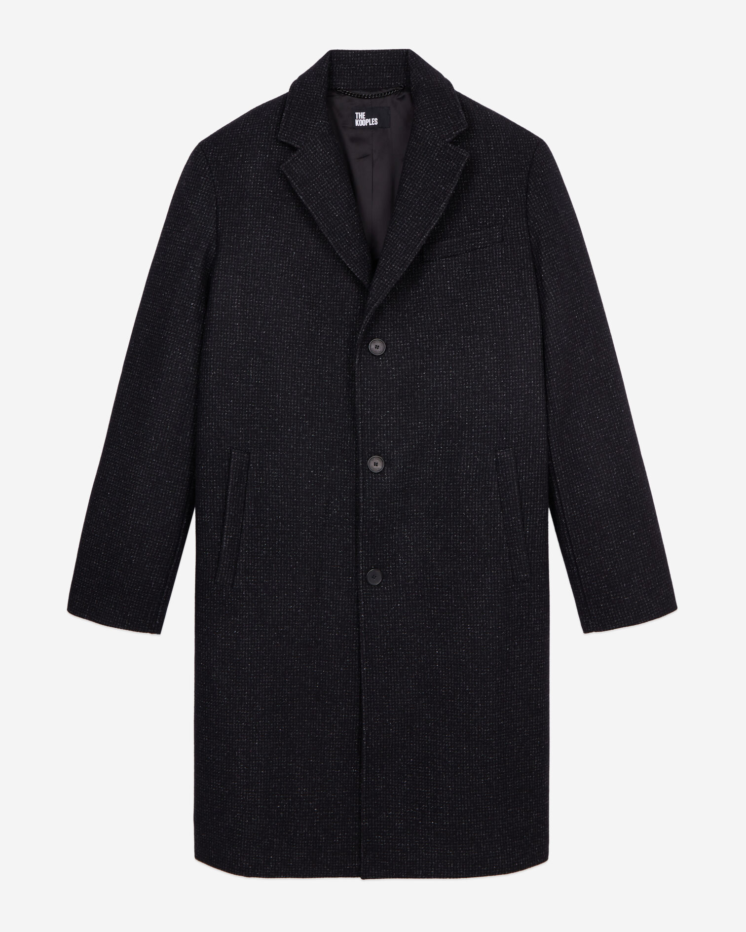 Long black coat in wool blend, BLACK GREY, hi-res image number null