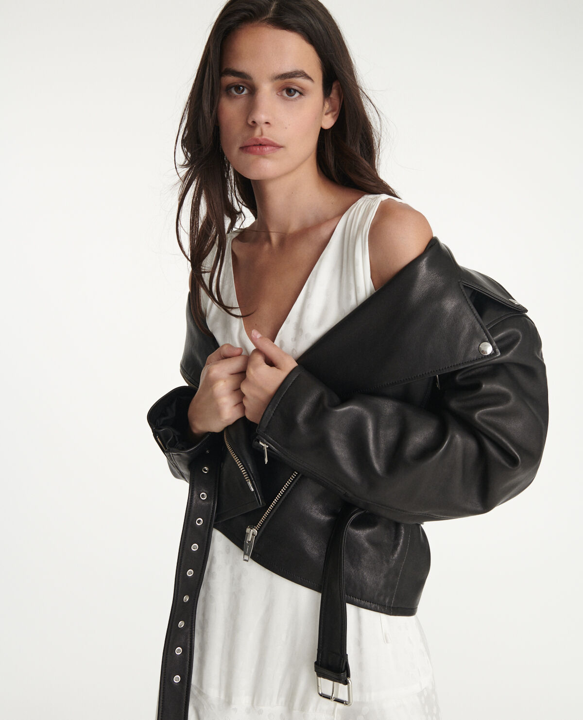Black belted 2025 biker jacket