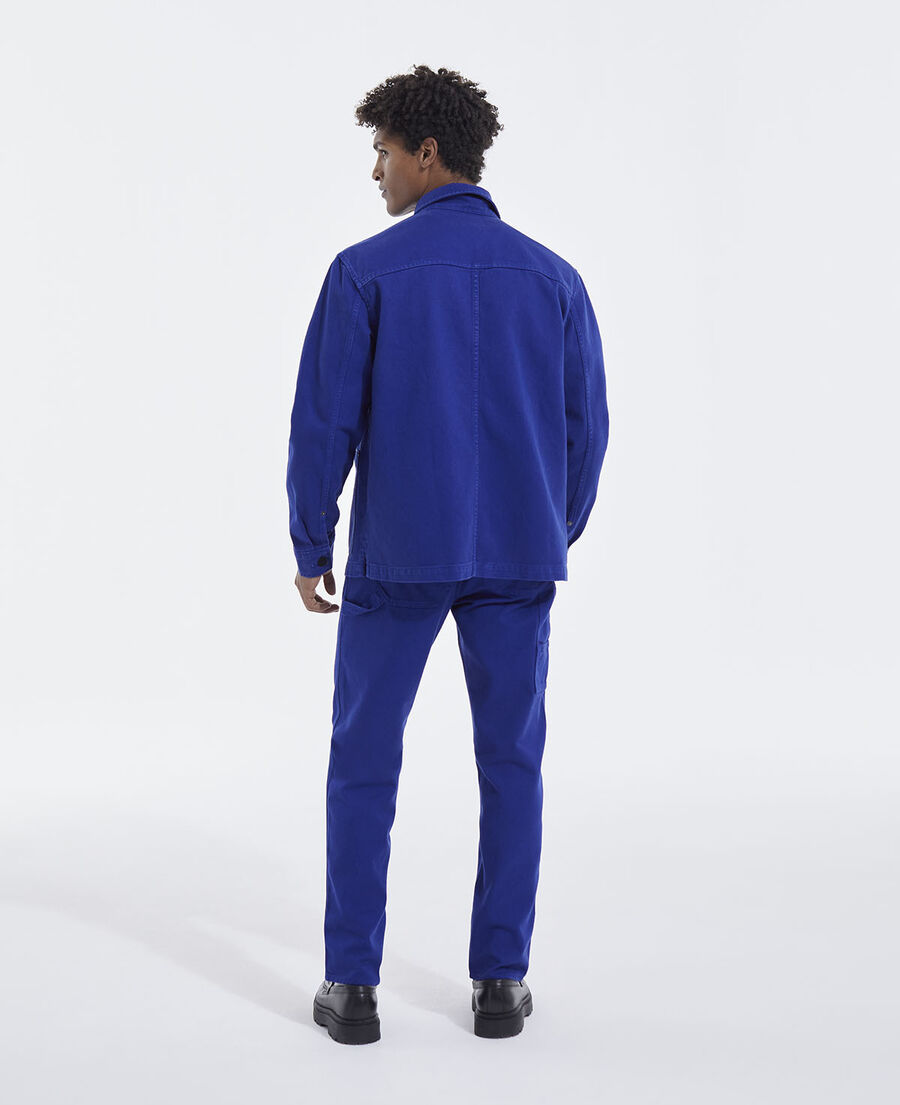 veste toile bleue à poches plaquées
