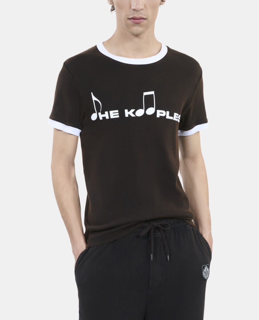 The Kooples HOMME BLACK WASHED t-shirt &agrave; s&eacute;rigraphie noir