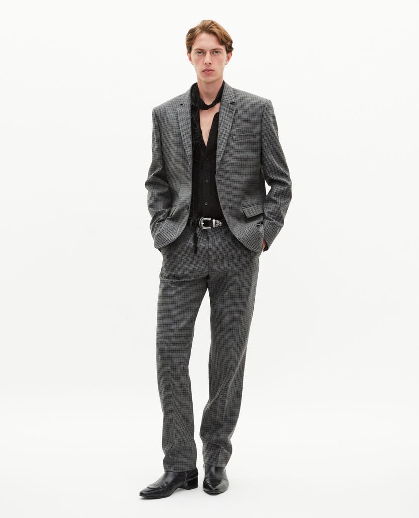 The Kooples H GREY black and grey houndstooth suit jacket