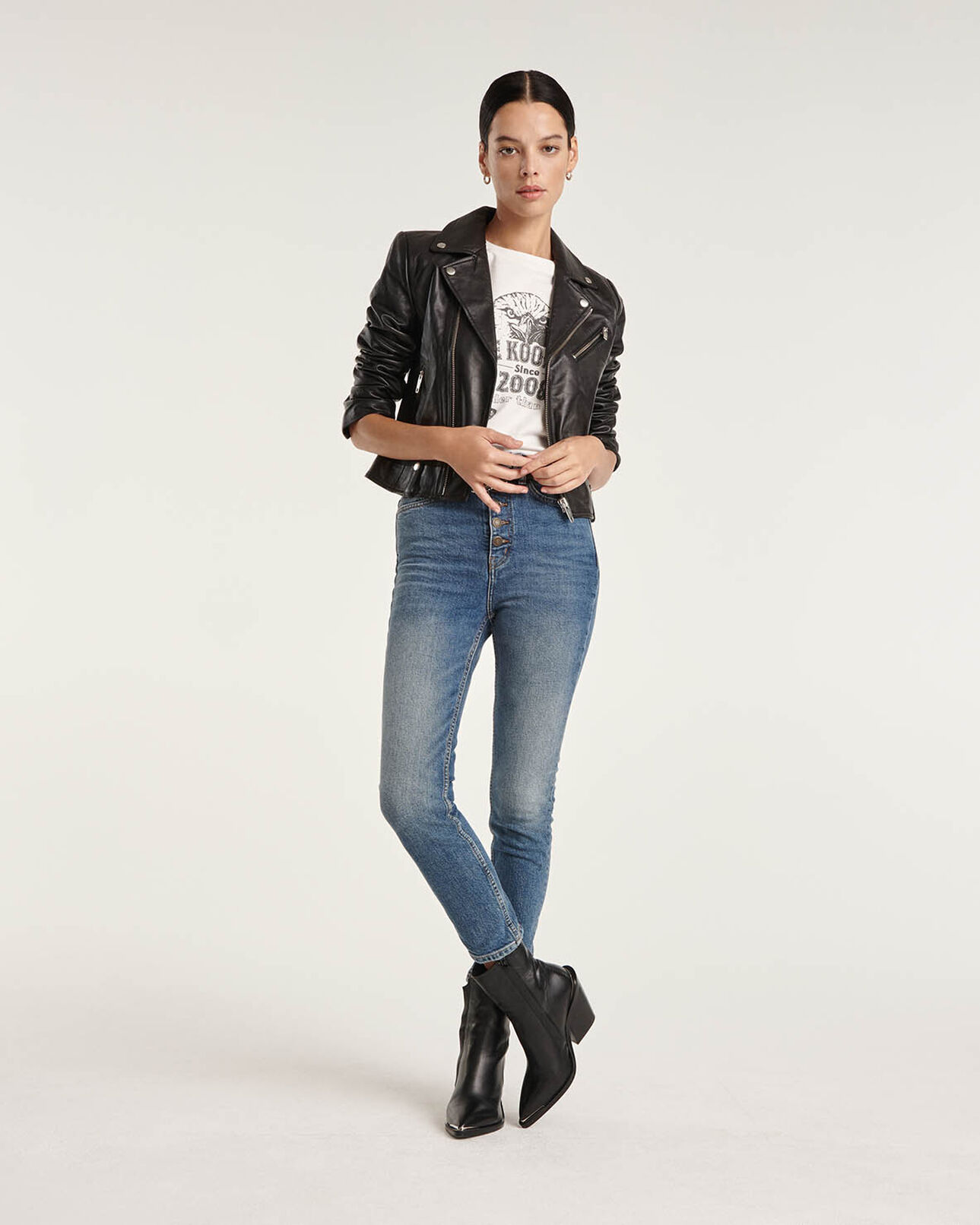 The Kooples WOMEN ECRU ecru cotton t-shirt w/screen print
