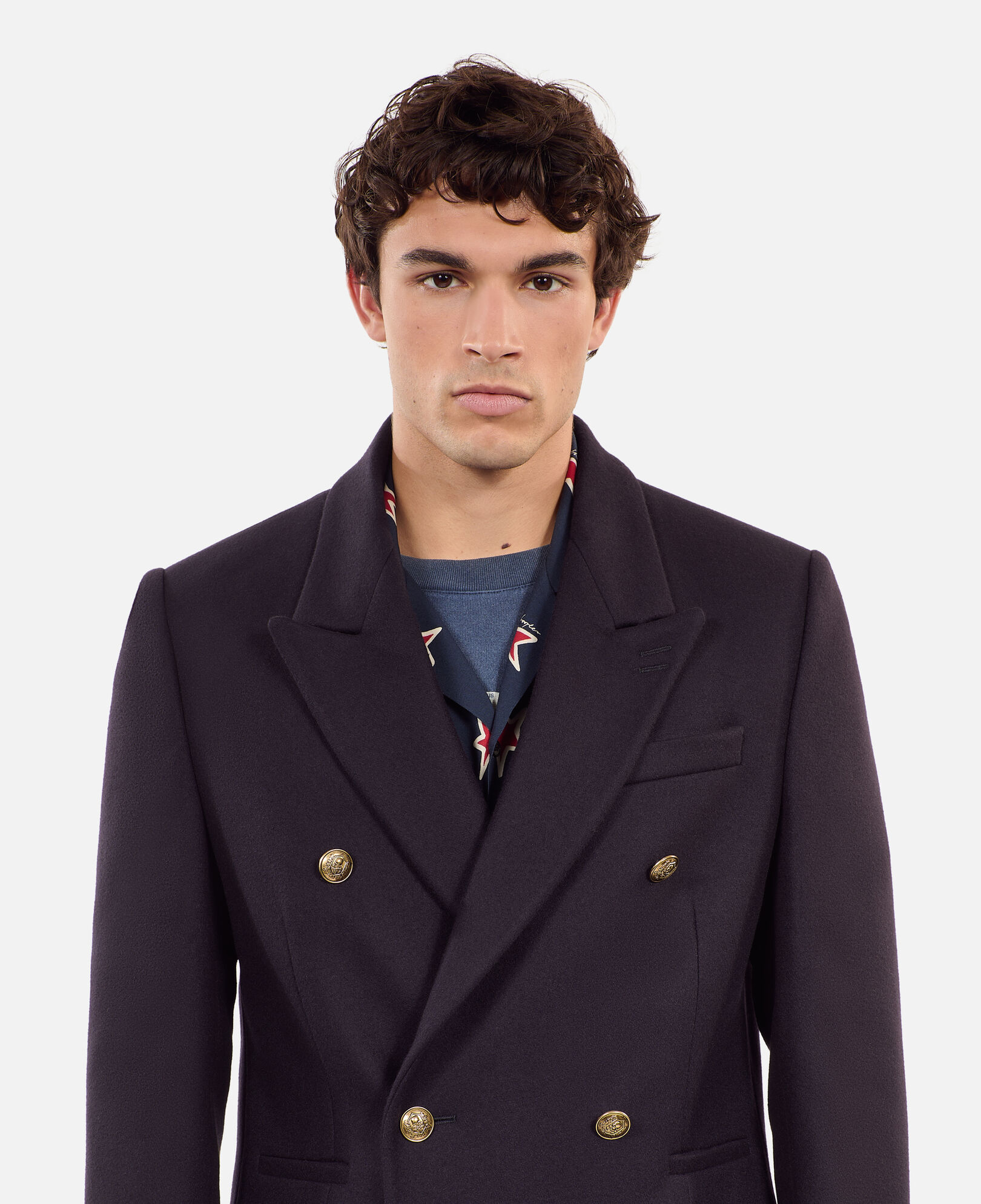 The Kooples HOMME NAVY manteau long en laine mélangée bleu marine