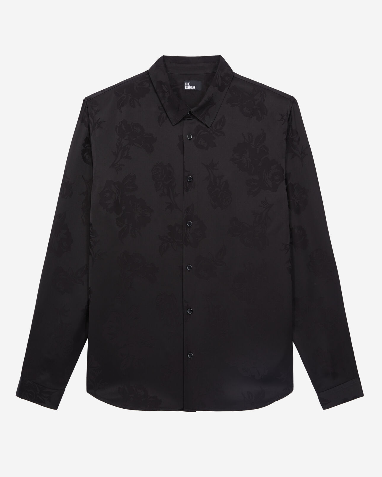 The Kooples HERREN BLACK schwarzes jacquard-hemd mit blumenmotiv