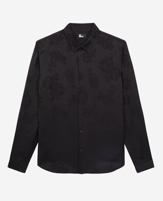 The Kooples H BLACK black floral jacquard shirt