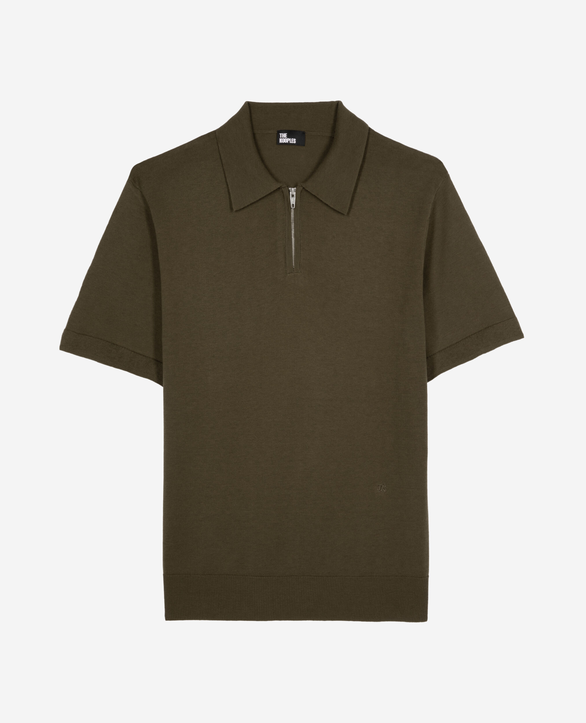 Khaki knit polo, OLIVE KAKI, hi-res image number null