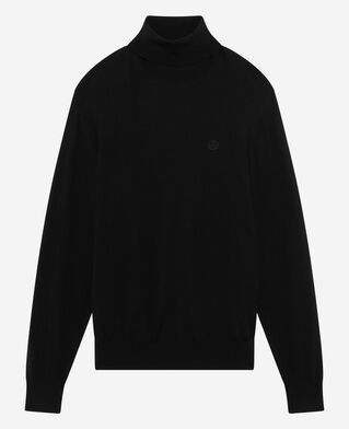 The Kooples HOMME BLACK pull col roulé en laine mérinos noir