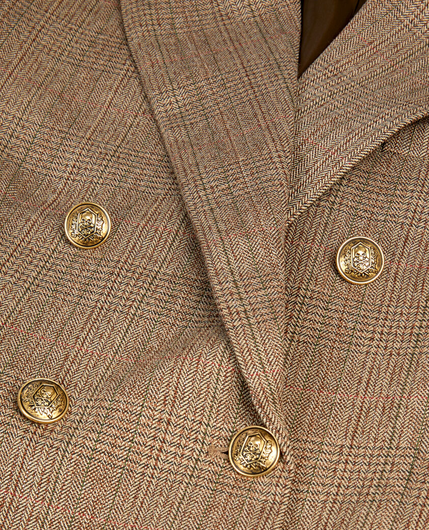 The Kooples WOMEN BROWN CHEVRON brown wool herringbone blazer