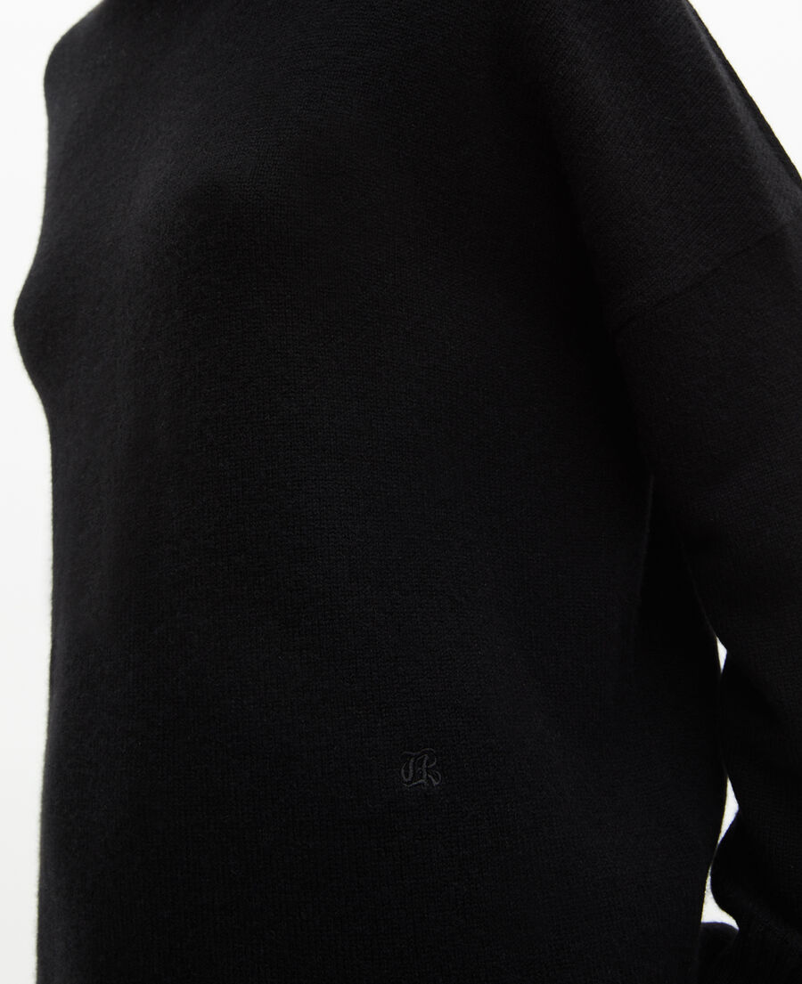 The Kooples F BLACK black cashmere stand-up collar sweater