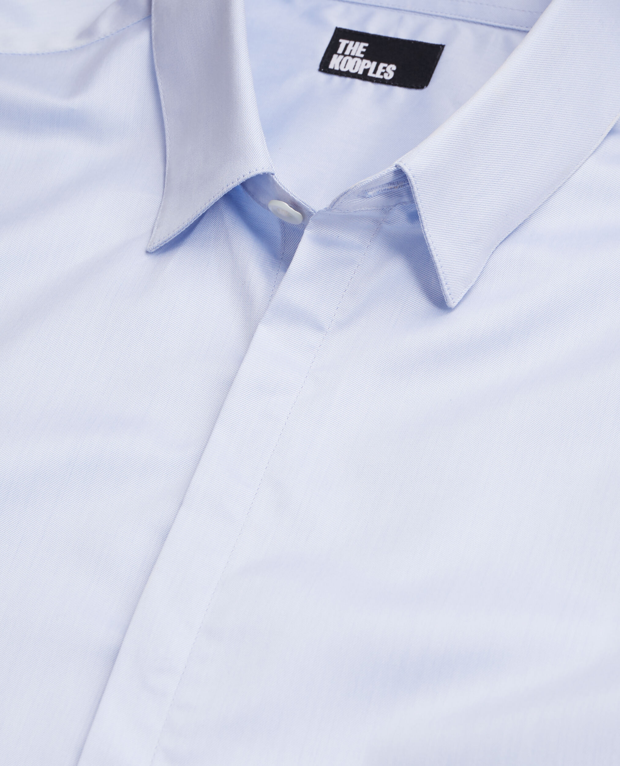Sky blue cotton shirt with classic collar, LIGHT BLUE, hi-res image number null