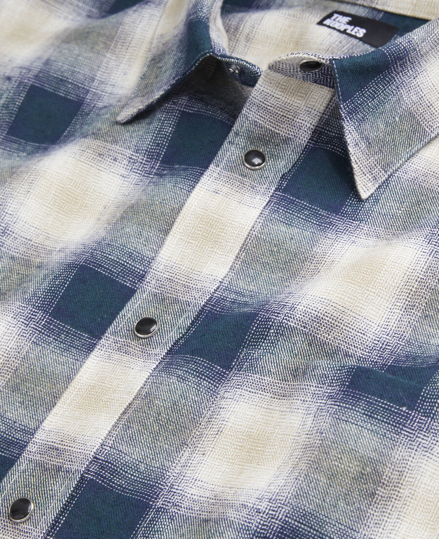 The Kooples HOMME GREEN / NAVY / WHITE surchemise à carreaux bleus et verts