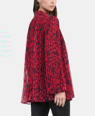 The Kooples FEMME BLACK - RED top pliss&eacute; imprim&eacute; c&oelig;urs