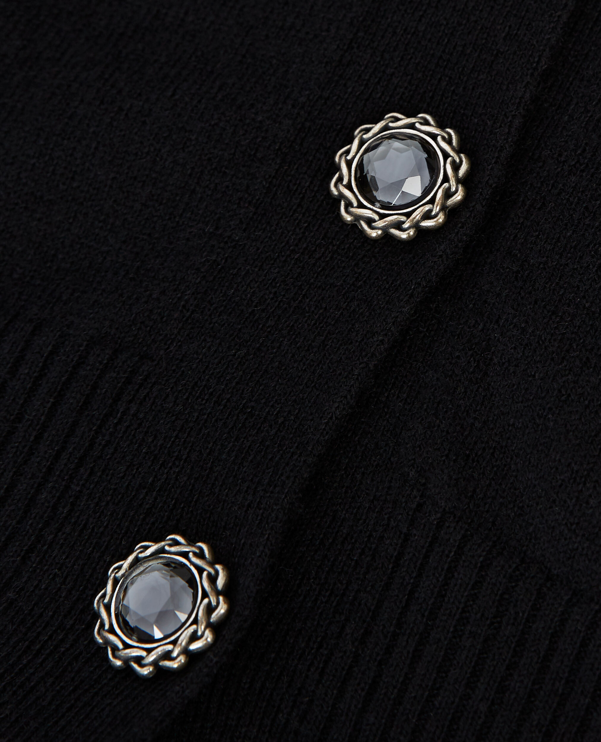 Black wool cardigan with jewel buttons, BLACK, hi-res image number null