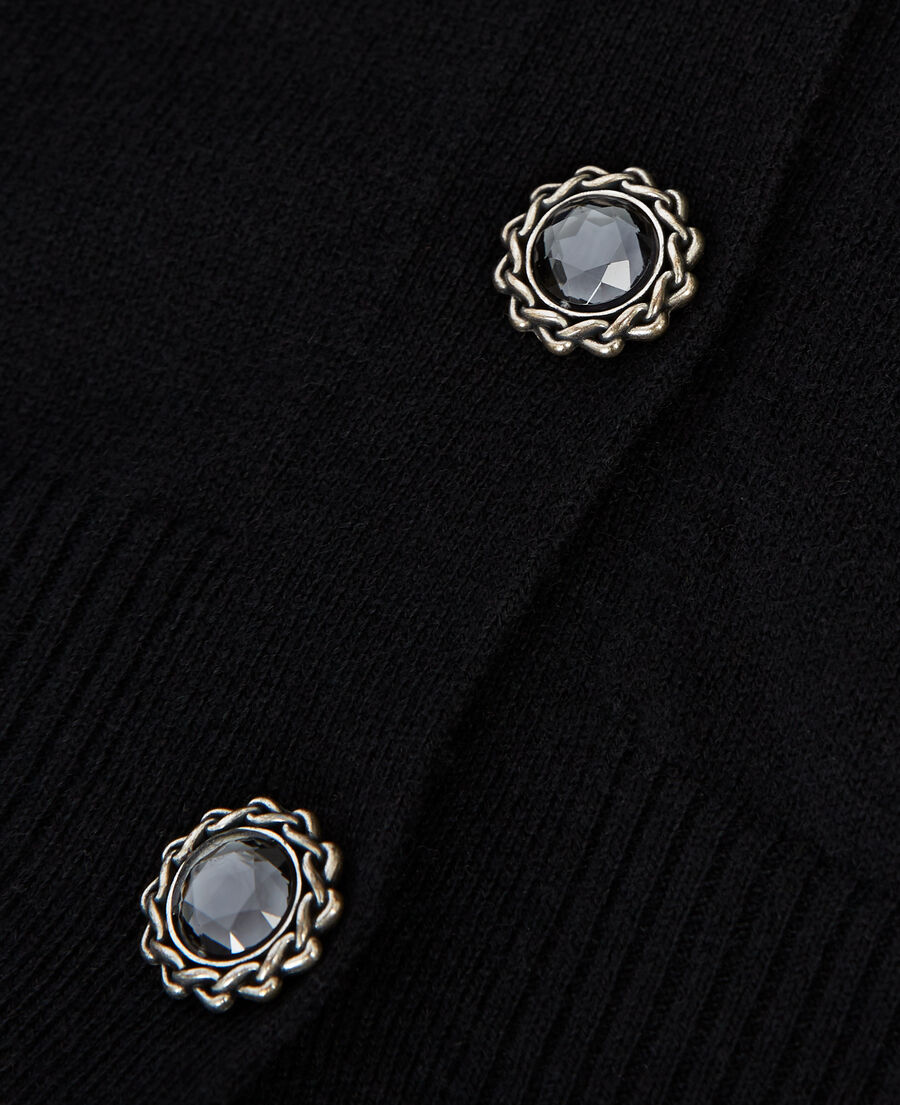 cardigan laine noir boutons-bijoux