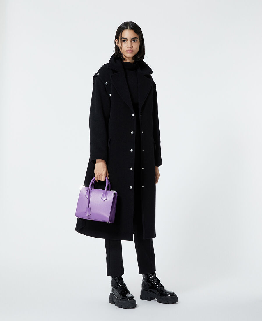 Long black wool coat with press studs The Kooples